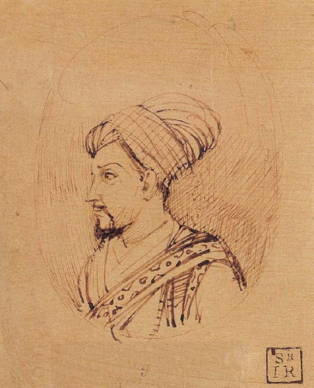 Rembrandt Harmensz Van Rijn A Medallion Portrait of Muhammad-Adil Shah of Bijapur